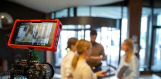 The Power of Corporate Videos: Boosting Engagement and Conversions camera setup with business people having a conversation while filming corporate videos