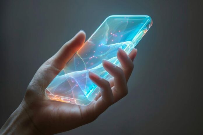 woman holding a futuristic technology smart phone