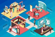 How to Set Up a Trade Show Booth a mock-up design of a trade show booth