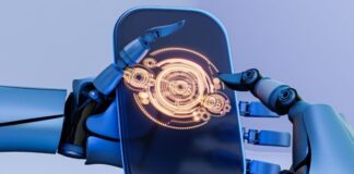 Using AI in MVP: Experiences and Tips for Implementation AI robot working on smartphone developing AI in MVP