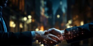 AI’s Impact on M&A and Why Human Involvement Is Necessary man and machine shaking hands and the importance of human involvement in M&A AI