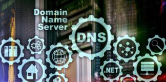 Managed DNS Explained: What Problems Does It Solve? photo of server farm with managed DNS icons overlayed on it