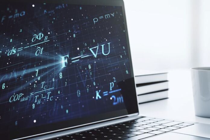 mathematics with technology displaying math formulas on a PC