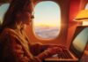 How Technology Is Improving The Way We Travel The World woman using technology as she travels on a plane