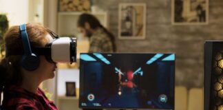 AI in WoW: Game Development and Player Experience – Boon or Bane? Woman wearing VR headset, showing AI in World of Warcraft