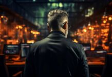 Why Your Business Needs a Virtual CTO A virtual CTO standing in front of a lighted computer graphic