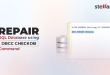 How to Repair SQL Database using DBCC CHECKDB Command? stellar SQL database repair banner