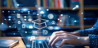 Unlocking the Power of LMS Integration: A Comprehensive Guide  A student on a laptop with education graphics, showing LMS integration