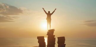 Maximizе Your Savings: Essеntial Tips for Financial Succеss a man maximized his savings standing atop a pile of bitcoin at a sunset