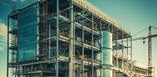 Modern Construction: GNSS and RTK Innovations Modern construction project of a water treatment plant