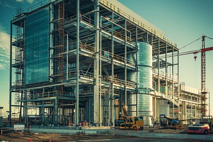 Modern construction project of a water treatment plant