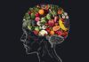 The Importance of Nourishing Our Brains (and the Best Ways to Do It) A chalk drawing of a head profile, with colorful fruit showing nourishing our brains