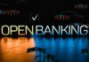 API Open Banking: Next Frontier in Financial Technology and Innovation Neon concept of open banking words on black background