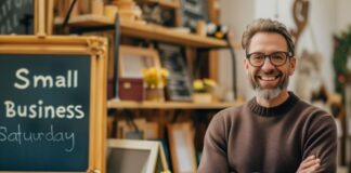 Data-Driven Growth: Leverage Analytics Tools for Small Business Success A small business successfully run by the owner in his shop, smiling at the camera