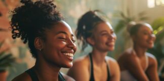 How Technology is Transforming Health and Wellbeing for Remote WorkersĀ Women in a yoga class transforming health and wellbeing