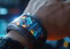 Leveraging Wearable Technology to Prevent Workplace Injuries Futuristic wearable technology with digital display on a man's wrist