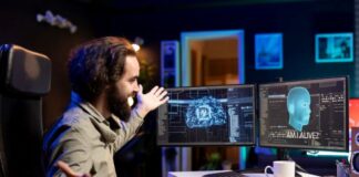 Driving Your Dev Efficiency through AI Coding Assistants software developer using AI coding assistants at his desk