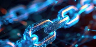 The Importance of Blockchain Interoperability for a Connected Future a blue digital chain representing blockchain interoperability technology