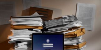 Exploring Minimum PDF Size Limits: A Comparison of Compression Tools Large stacks of paper needing compression tools to fit on laptop computer