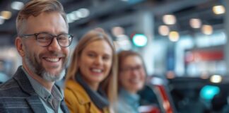 eLead CRM Leads Dealership Insight: The Strength of Customer Data eLead CRM used at dealership with three happy customers and their new car