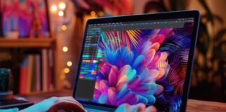 Future of Digital Design in the US: Predictions and Emerging Trend Colorful graphic on laptop showing future of digital design