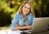 Maximize the Benefits of an Online MBA Program for Career Advancement college girl working on a laptop for her online MBA