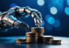 When Will AI Investments Show Returns? A robot hand moving bitcoins to show AI investments