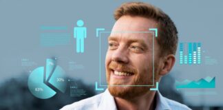 How Data Creates Customer Relations Man with data images, showing customer relations