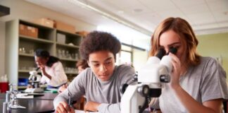 Balancing Homework in Science: Navigating Labs & Theories Effectively two students doing homework in science class