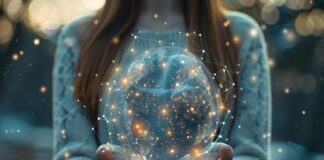 From Manual Operations to AI Solutions: Rise of Self-Healing Networks Graphic showing woman holding lighted glass ball, illustrating self-healing networks