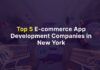 Top 5 E-commerce App Development Companies in New York banner showing top 5 e-commerce app development companies in New York