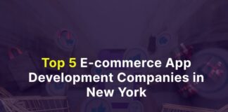 Top 5 E-commerce App Development Companies in New York banner showing top 5 e-commerce app development companies in New York