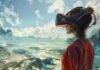 Building the Metaverse on Blockchain: the Future of Virtual Worlds Woman with VR headset in virtual worlds that look like another planet