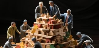 The Outlook for AI M&A Under a New US Administration AI M&A shown with people building a tower