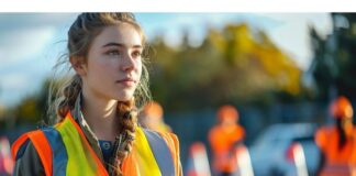 Improving Visibility and Safety with Easy-To-Deploy Barrier Posts Female road worker with barrier posts