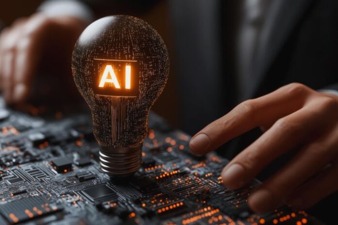 Lightbulb with AI, representing AI innovations