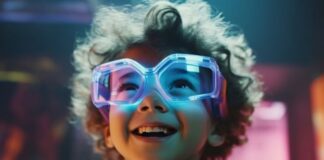 Smart Glasses Revolution: Adaptive Technology for an Inclusive Future Smiling boy wearing smart glasses with adaptive technology