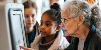 Leveraging AI for Adaptive Learning: Transforming Tech into Knowledge teacher and students on computer using adaptive learning