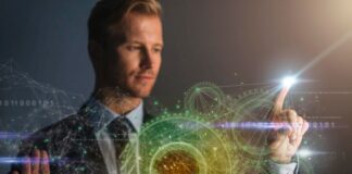 Advanced Solutions Redefine Billing and Connectivity for Businesses man using interactive display to show billing and connectivity systems