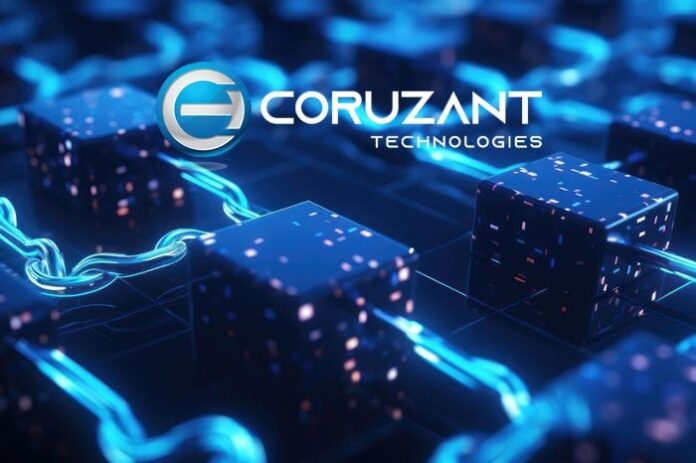 Coruzant Technologies graphic of blue connected blockchains
