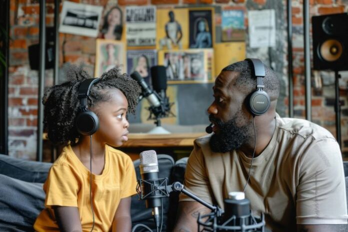 Father and daughter using AI video in revolutionizing content creation