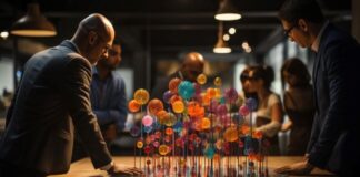 7 Ways a PIM Solution Drives Business Value (with Examples) man using PIM solution to manage colorful products