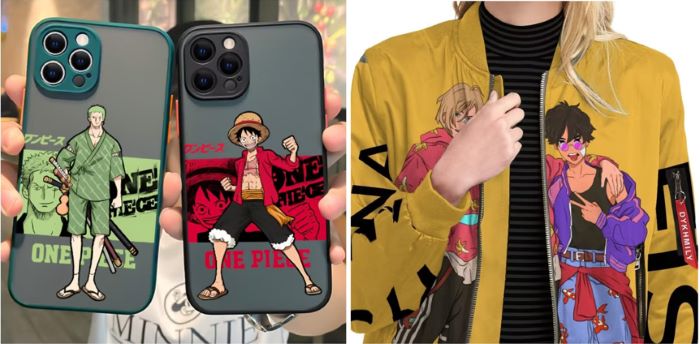 phone and jacket anime merch