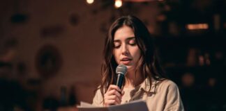 Transforming Communication: Growing Impact of Text-to-Speech Software woman using speech software recording her voice reading a book