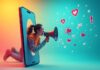 The Dos and Don’ts of Writing Sponsored Posts for E-Commerce graphic of woman on megaphone in smartphone with sponsored posts