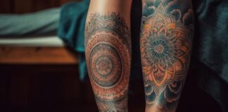 AI and the Evolution of Tattoo Artistry legs with tattoo artistry on the shins