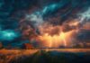 Transforming the Forecast: AI is Revolutionizing Weather Prediction lightning storm moving over farm for weather prediction with AI