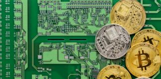 Why Bitcoin Mining Could Be Your Best Move In 2025 Bitcoin mining for your best move, shown with bitcoins and a computer chip