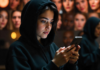 Why Anonymity Matters on Social Media social media anonymity with woman on smartphone with faces in the background