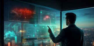 Key Considerations for Selecting a SaaS Consulting Partner SaaS consulting partner in office with virtual screens